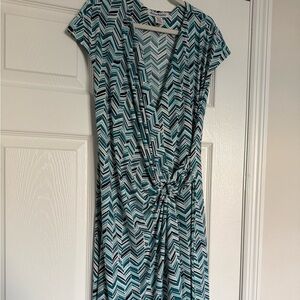 Tommy Bahama Teal and Black Chevron Midi Dress